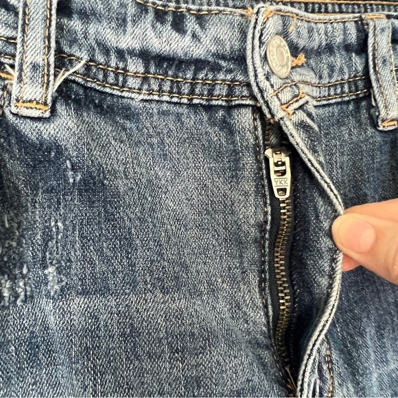 PILCRO Slim Boyfriend Crop Jeans Leopard Side Stripe Distressed Size 31P - Picture 6 of 14